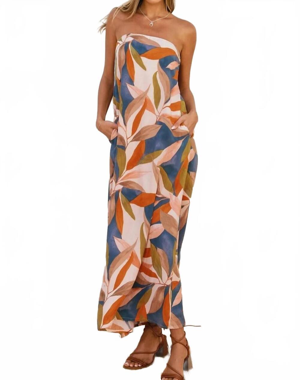NEW DRESS FORUM strapless tie back maxi dress in prism blue